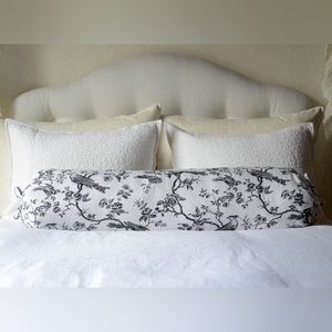 Bella Notte Bird Toile Linen Large Bolster Pillow